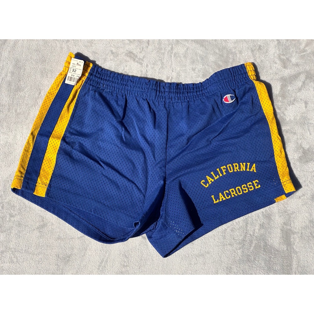 Vintage Champion California Lacrosse Mesh Shorts Blue Yellow Mens Large USA Made